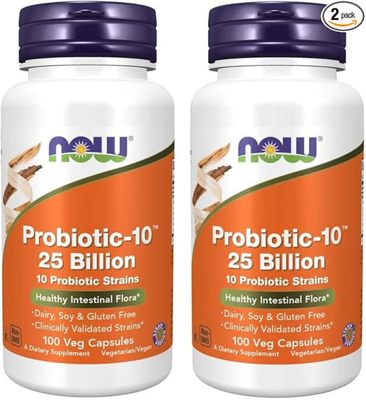Now Foods Probiotic-10 25 Billion, 100 Count (Pack of 2)