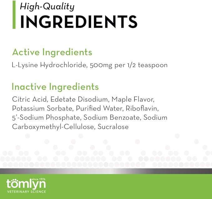 Tomlyn Immune Support Daily L-Lysine Supplement: Maple-Flavored Lysine Gel for Cats and Kittens, 5oz