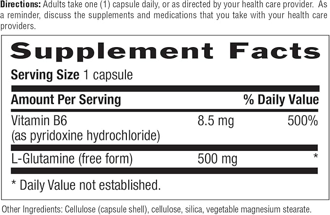 Country Life L-Glutamine 500 mg with B6 – Supports Muscle Recovery, Endurance & Athletic Performance – Vegan, Gluten-Free, Kosher Amino Acid Supplement – 100 Capsules