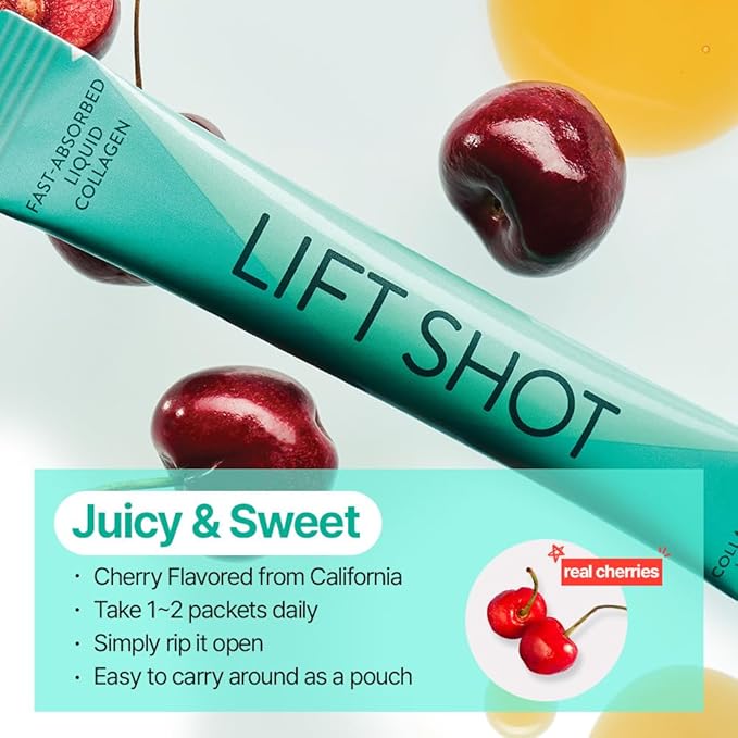 Liquid Collgen for Women, SuperCollagen Lift Shot - Premium Multi Collagens Peptides Type I, II, III, V, X 1500mg with Hyaluronic, Vitamin C, Third Party Certified, High Absorption