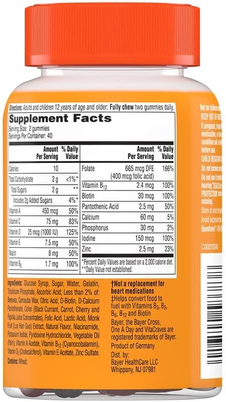 One A Day Women’s Multivitamin Gummies, Supplement with Vitamin A, C, D, E and Zinc for Immune Health Support*, Calcium & more, 80 count