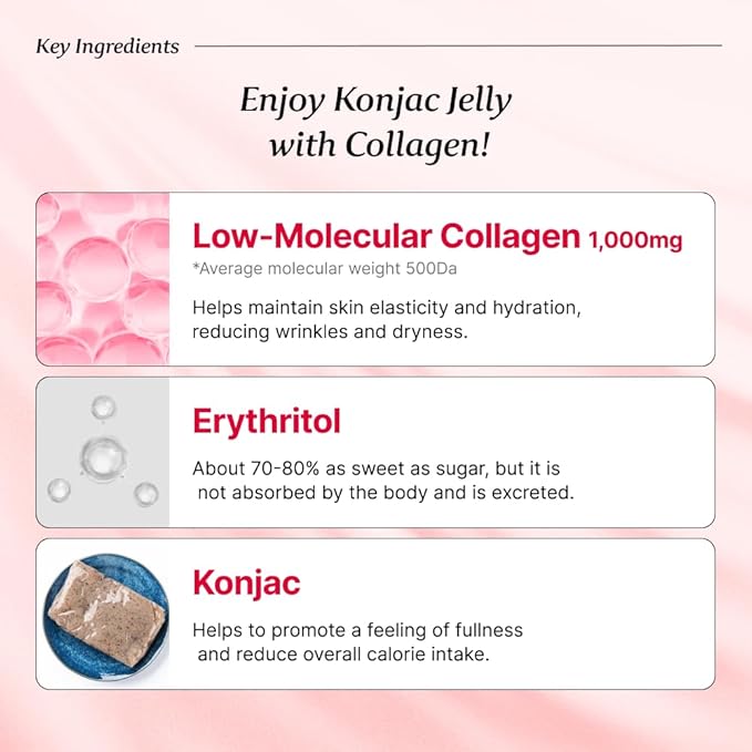 BB LAB Collagen Konjac Jelly, Pomegranate, (10 Packs/52.9 oz) - 5 Calories, Sugar-Free, Fish Collagen Peptide 1,000 mg, Low carb/Drinkable Zero Sugar Jelly Dessert, Dietary Fiber, Gluten-Free