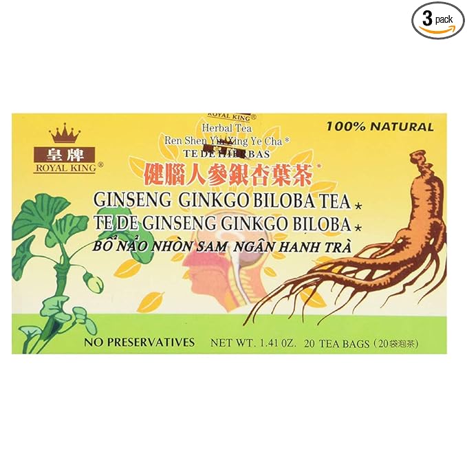 Royal King Ginseng Ginkgo Biloba Tea (20 Tea Bags) - 3 box pack