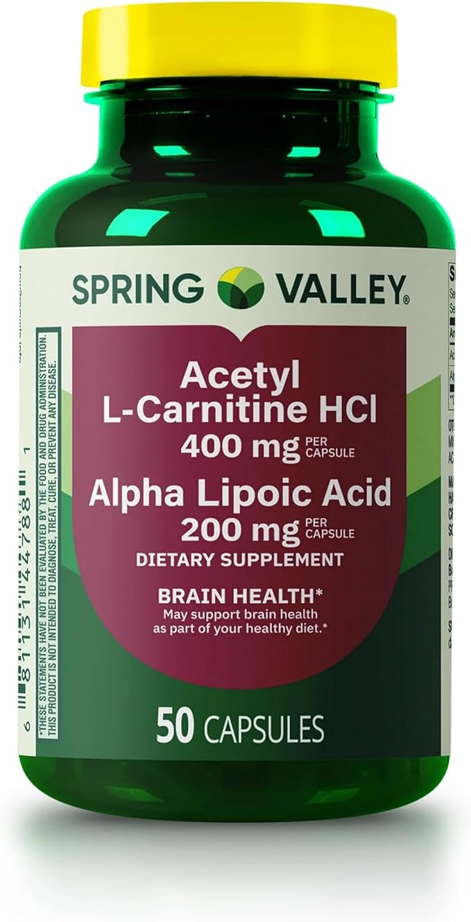 Spring Valley Acetyl L-Carnitine HCI 400 mg + Alpha Lipoic Acid 200 mg Capsules, 50 Count (Pack of 1)