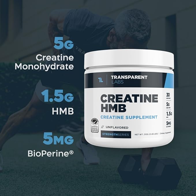Transparent Labs Creatine HMB - Creatine Monohydrate Powder with HMB for Muscle Growth, Increased Strength, Enhanced Energy Output, and Improved Athletic Performance - 30 Servings, Hawaiian Splash
