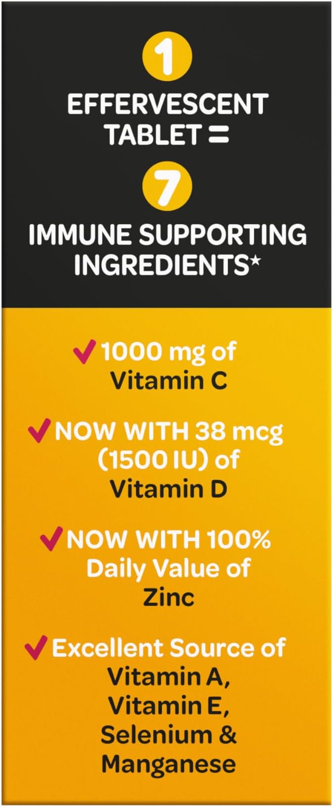 Airborne 1000mg Vitamin C with Vitamin D & Zinc, Sugar Free Multivitamin Immune Support Supplement, Antioxidants Vitamins A C & Vitamin E, 30 Effervescent Tablets, Very Berry Flavor