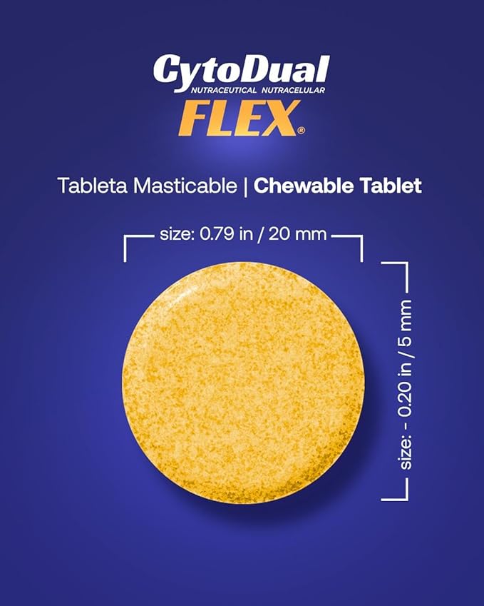 CytoDual Flex -Glucosamina Condroitina Msm Boswellia -Suplemento para el alivio del dolor de articulaciones –Tab. Masticables antiinflamatorias y antioxidantes para tu espalda, rodillas, manos.90 Días
