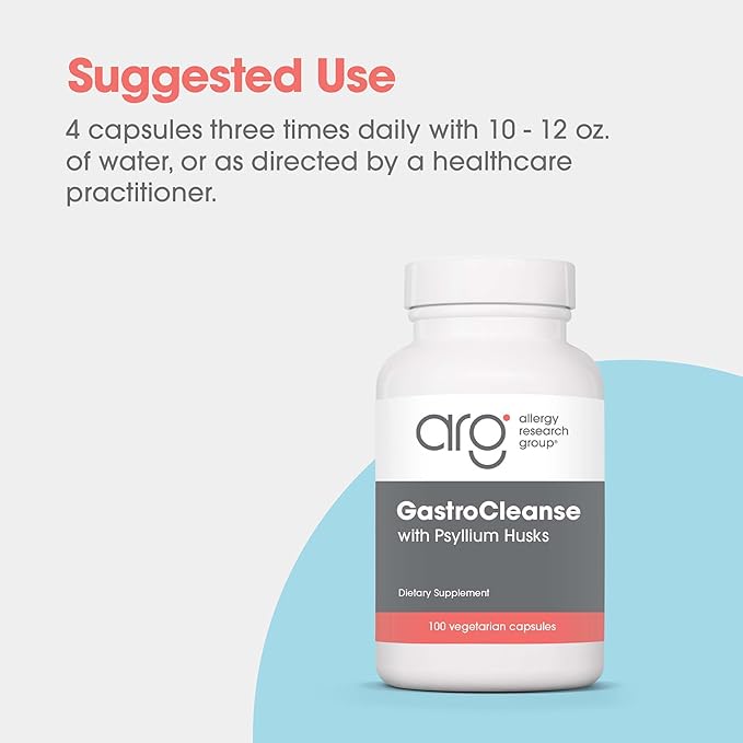 Allergy Research Group Gastro Cleanse Supplement - Gut Cleanse Detox, Constipation Relief for Men & Women, Colon Cleanse, Magnesium - 100 Count