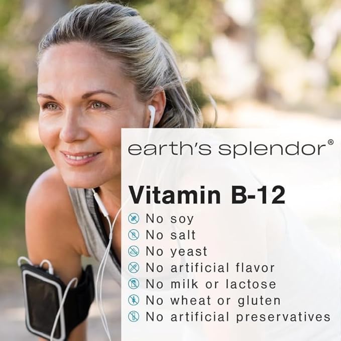 Earth's Splendor Energy Supplements, with Vitamin B12, Dietary Supplements, No Artificial Color or Flavor, Gluten Free, Energy Metabolism Support (1000mcg, 200 Tablets)