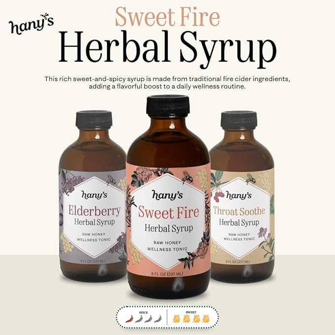 Hany's Harvest Sweet Fire Herbal Syrup – 8 fl oz | All-Natural Wellness Tonic, Apple Cider Vinegar, Raw Honey | Non-GMO, Gluten-Free, Handcrafted