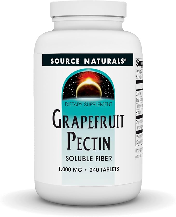 Source Naturals Grapefruit Pectin, Soluble Fiber - 1000 mg Dietary Supplement - 240 Tablets