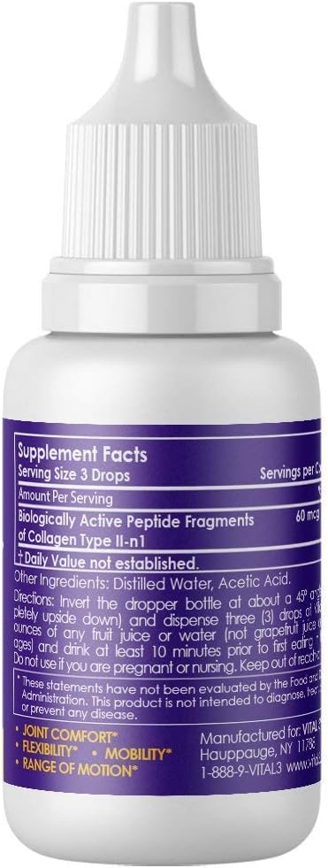 Vital 3 Joint Solution® Clinically Proven Liquid Knee Relief + Antarctic Krill Oil 1000 mg with Omega-3s EPA, DHA