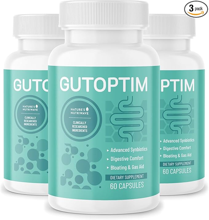 GutOptim Probiotic & Prebiotic Capsules | Pre and Probiotics for Synbiotic Gut Health & Bloating Relief for Women & Men | Enzyme with Probiotics for Digestive Health | Non-GMO, 60 Ct, 3 Month Supply