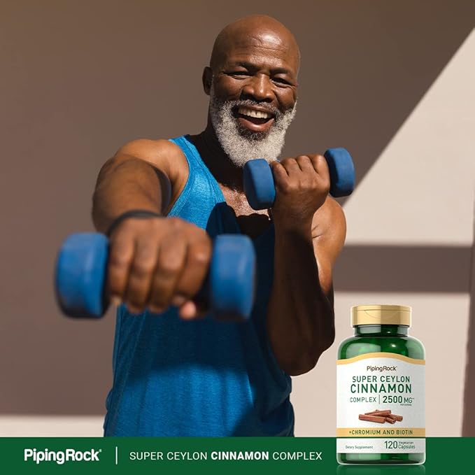Piping Rock Ceylon Cinnamon Capsules 2500 mg | 120 Pills | Complex Supplement with Chromium and Biotin | Vegetarian, Non-GMO, Gluten Free