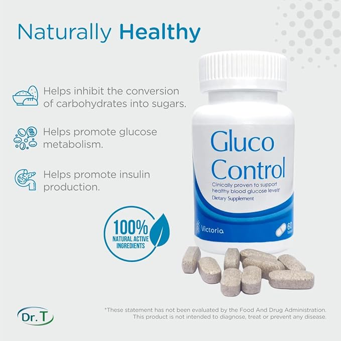 Dr. T Gluco Control Dietary Supplement - Garcinia Cambogia, Gymnema Sylvestre, White Kidney Bean Extract, Green Tea - 60 Capsules (1)