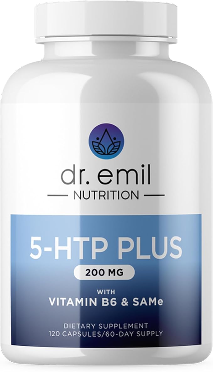 DR. EMIL NUTRITION 200 MG 5-HTP Plus with SAM-e for Mood, Stress, and Sleep - 5HTP Supplement with Vitamin B6-120 Vegan Capsules, 60 Servings
