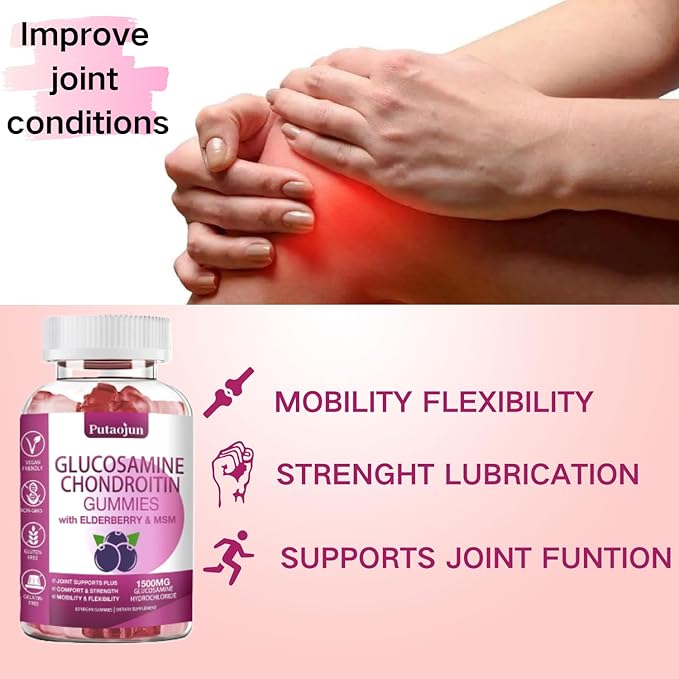 Glucosamine Chondroitin Supplements with MSM & Elderberry | Glucosamine Chondroitin Gummy for Adults & Women Men | Glucosamine chondroitin Gummies Extra Strength | Joint Supplement | 2 Pack