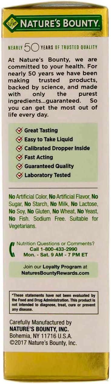 Nature's Bounty B-12 5000 mcg Sublingual Liquid Energy Health 2 oz (Pack of 2)