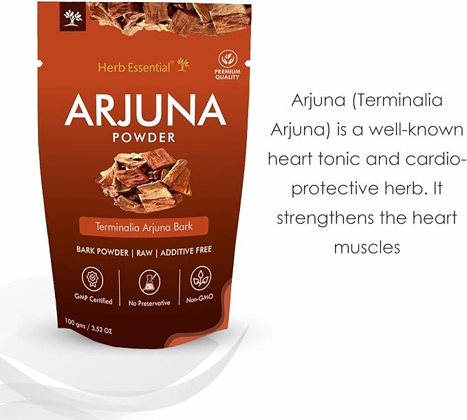 7.05 Ounce Arjuna Powder, Terminalia Arjuna Bark Supplement for Wellness, Polvo de corteza de Arjuna, No Preservatives, Vegan and GMP Certified- 3.52 Ounce (100g Pack of 2)