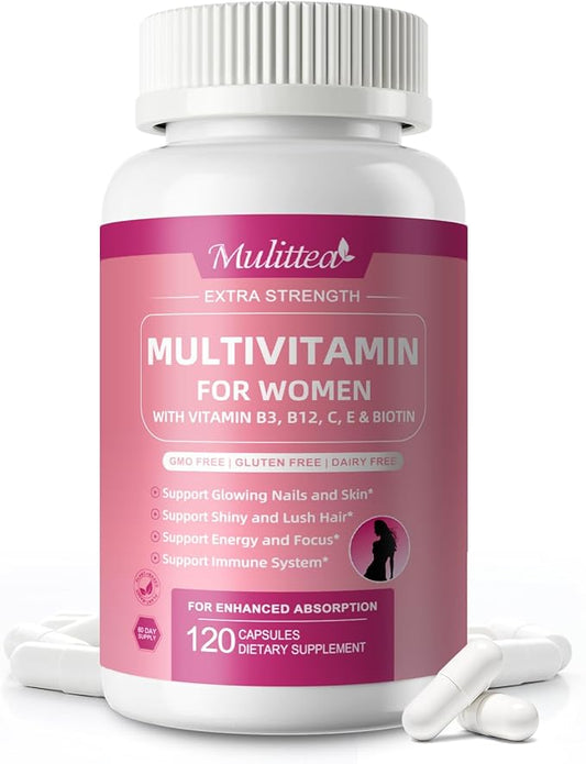Multivitamin for Women-Hair, Skin and Nails Vitamins for Women-Methylated Multivitamin-Vitamins A,C,D,E, Biotin, Folic Acid-Bloom Energy and Help Focus-with 30+ Nutrients-120 Count