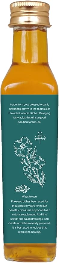 ADI 100% Pure Organic Flaxseed Oil – 8.8 fl oz, Liquid Flax Oil Cold-Pressed & Unrefined