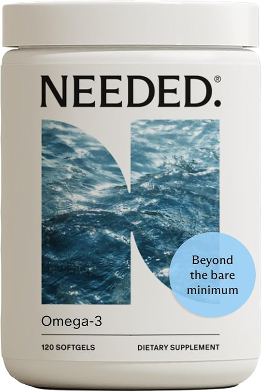 Needed. Prenatal Omega-3 - High Potency Dose of Sustainably Sourced Fish Oil, 1000mg DHA, 1000mg EPA, Encased in a Gelatin-Free, Plant-Based Softgel Shell, Daily 4 Softgel Dose, 30-Day Supply