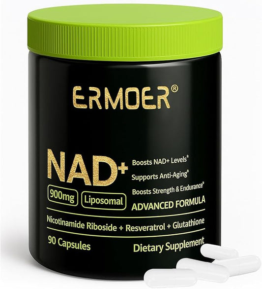 NAD+ Supplement, NAD Nicotinamide Riboside Resveratrol 900mg, Liposomal NAD for Women & Men, NMN Supplement Alternative for Anti-Aging, Energy Booster - 90 Capsules