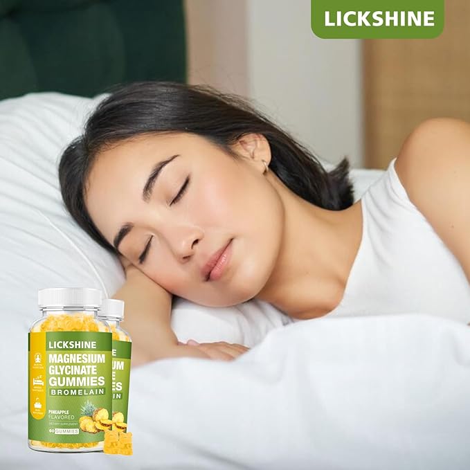 1 Pack Magnesium Glycinate Gummies 1000mg, Calcium, Potassium, Bromelain, Vitamin D, B6, CoQ10 Supplement for Relaxation, Calm Mood, Stress Relief and Sleep for Adults & Kids, 60 Counts