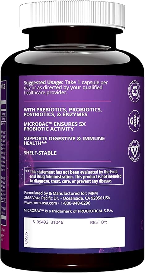 MRM Nutrition Daily Probiotics | Intestinal + Immune Health | Prebiotics + postbiotics | 5 Billion Cells | Good Bacteria for Gut Health| 16 Bacterial strains | Shelf Stable | 30 Servings