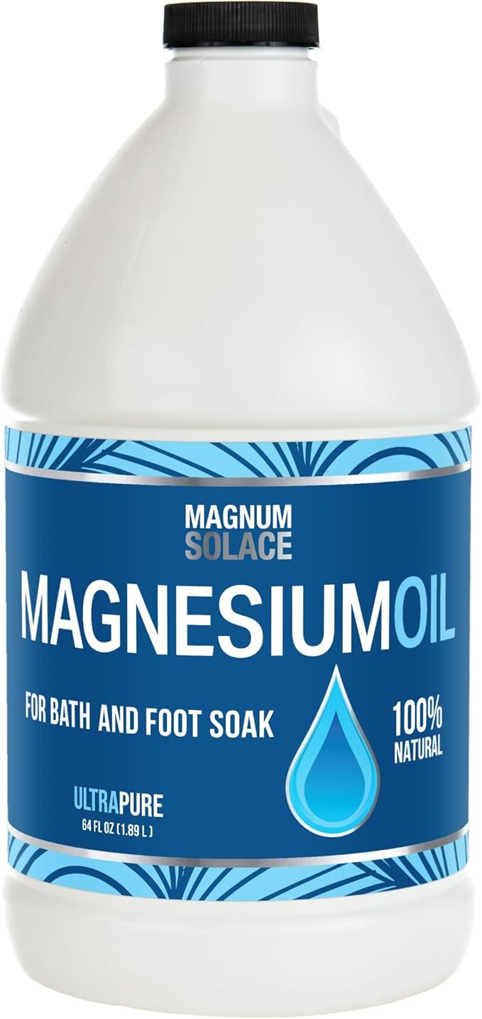 Pure Magnesium Oil - Bulk Size 64 oz - for Use with Magnesium Bath Flakes for Soaking or Refilling Magnesium Oil Spray