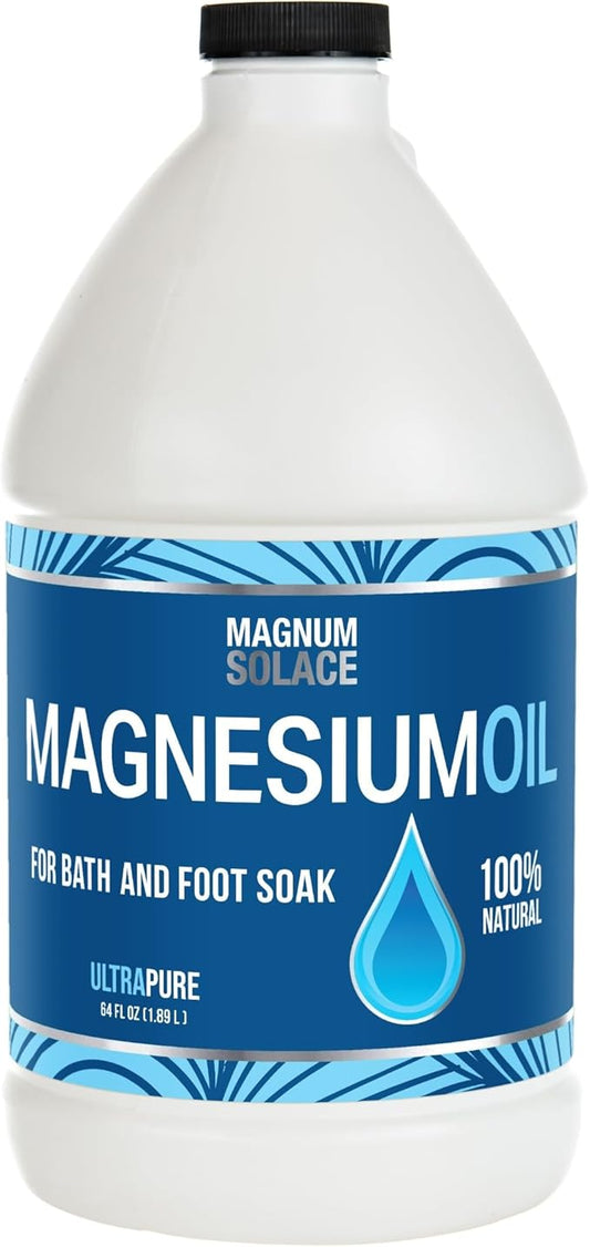 Pure Magnesium Oil - Bulk Size 64 oz - for Use with Magnesium Bath Flakes for Soaking or Refilling Magnesium Oil Spray