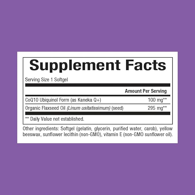 Natural Factors Ubiquinol Active CoQ10 100 mg, High-Absorption Coenzyme Q10 Supplement for Energy, Heart and Cognitive Support, 100mg, 30 Softgels