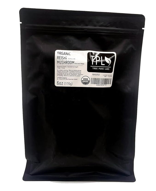 TPL Organic Dried Reishi Mushroom Slices Lingzhi - 6 Oz - Cut and Sifted - Premium Quality. Certified Organic. Gluten Free, Non GMO and Vegan