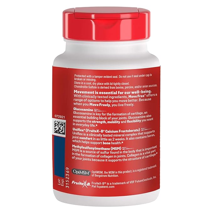 Move Free Advanced Plus MSM with Glucosamine & Chondroitin , 120 Count (Pack of 2)