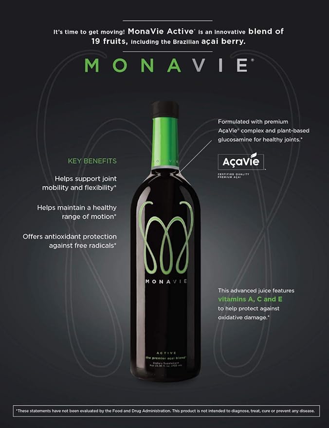 Monavie Active, 1 Case | 4 Bottles, 25.3oz Each