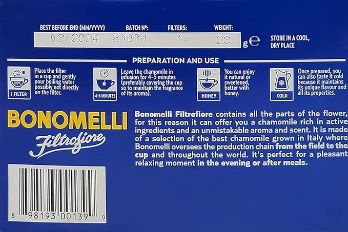 Bonomelli - Filtrofiore Chamomile Herbal Tea, (2)- 14 pc. Pkgs.
