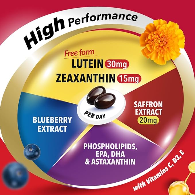 LABO Nutrition Ultimate VisionREGAIN, Eye Vitamin Beyond AREDS 2 Formula with Lutein, Zeaxanthin, Saffron Extract, Blueberry for Macular & Retinal Health, Eye Fatigue, Night Vision Support 60 Countsx3