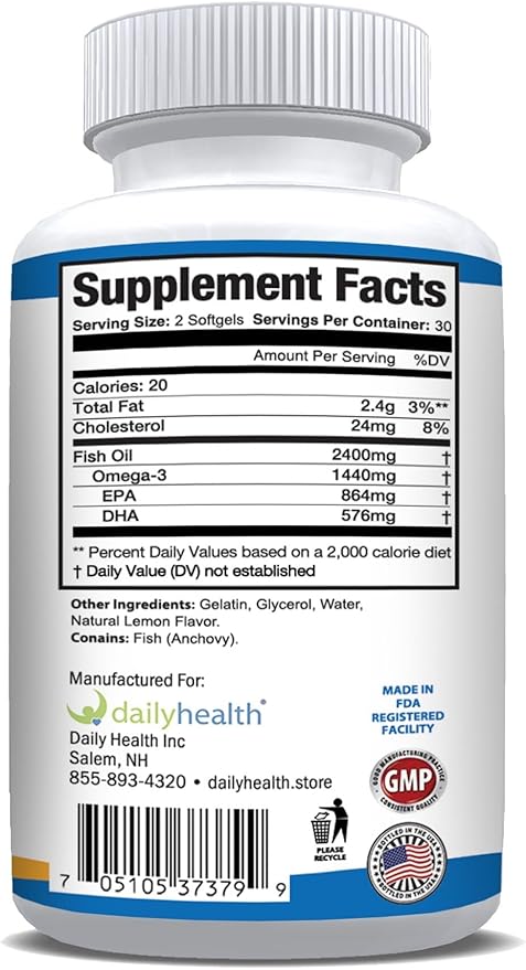 Omega 8060 2400mg Omega 3 Fish Oil Joint Health Supplement 60 softgel - 3 Month Supply - 3pk