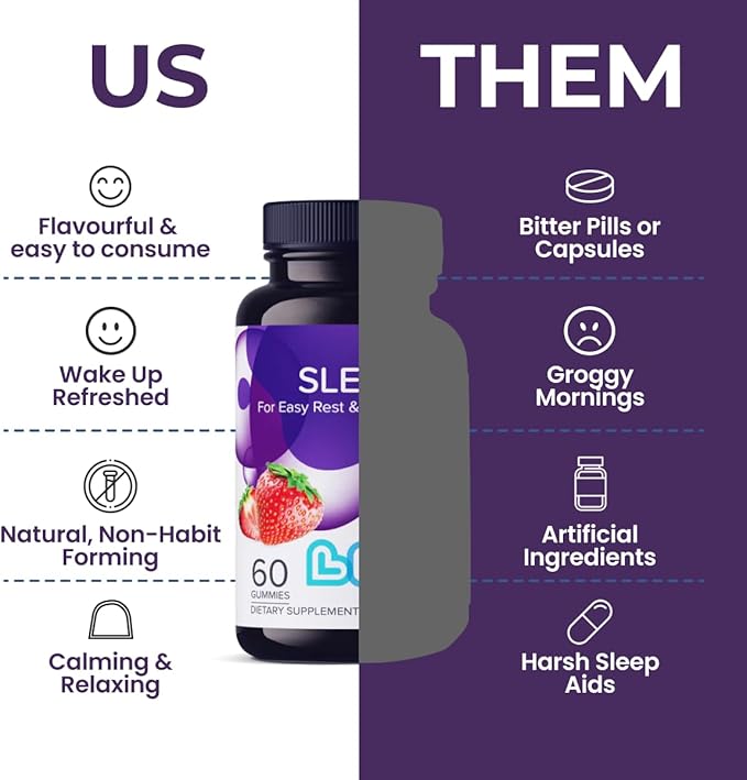 Sleep Gummies w/Melatonin and Magnesium | Sleep Aid Gummy for Adults, Organic with No Artificial Flavors, Strawberry Flavor, Vegan, 60 Count