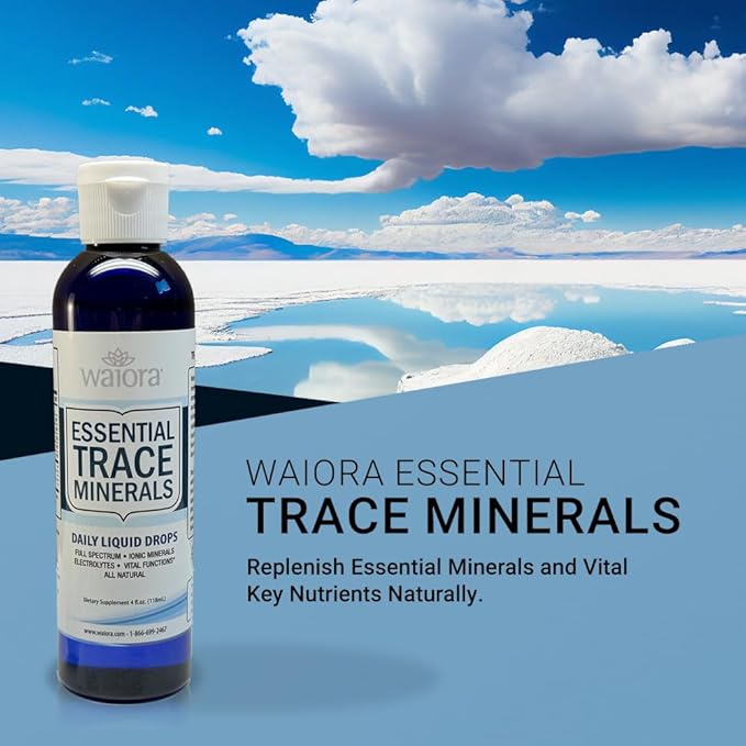 Waiora Essential Trace Minerals | Help Replenish Lost/Depleted Mineral | 60+ Ionic Trace Minerals | Support Body’s Vital Functions, pH Balance | Plus Electrolytes for Hydration (3 Bott /144 serv)