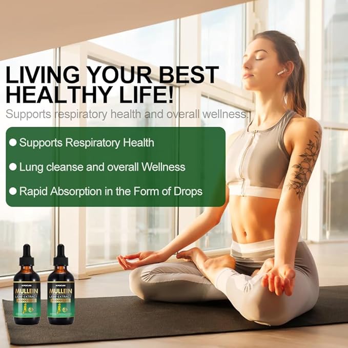 Mullein Drops for Lungs - Lung Cleanse - Leaf Extract - Powerful Mullein for Immune Support,Detox & Respiratory Support - Herbal Supplements - 4 fl oz
