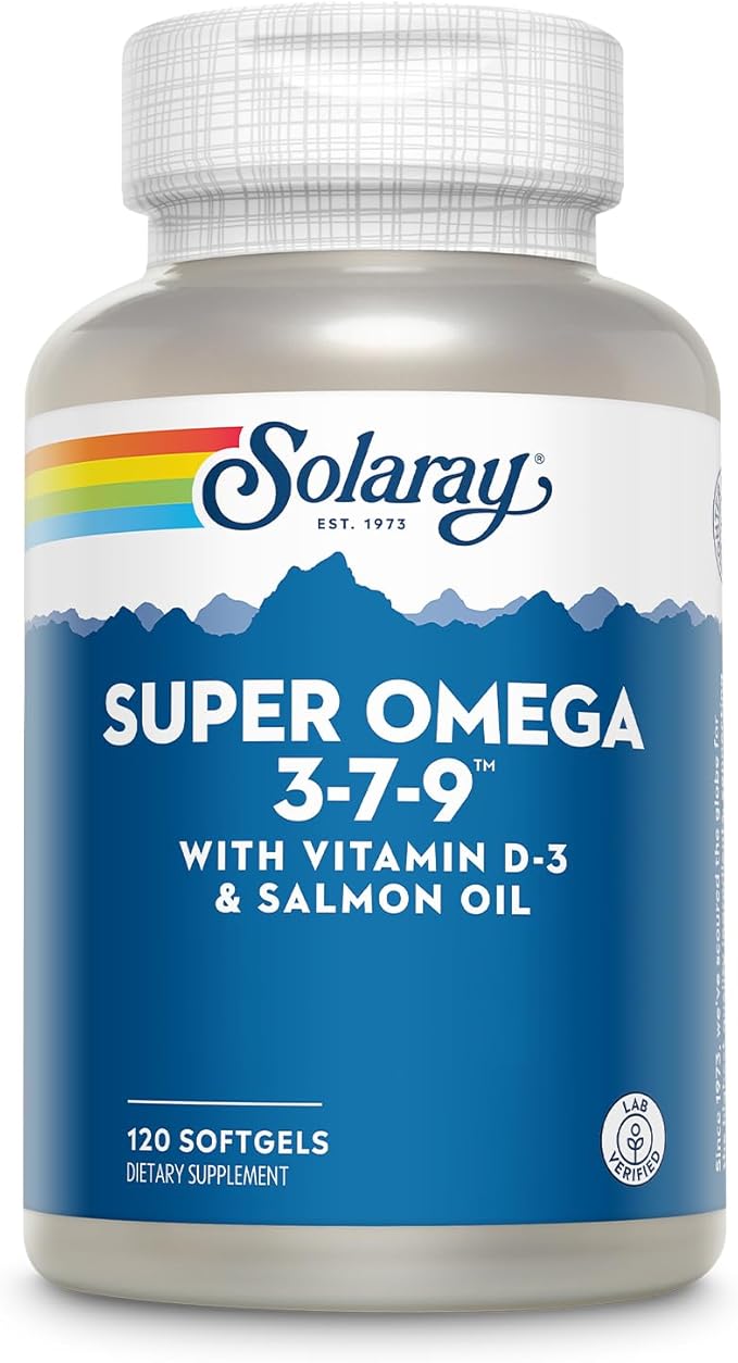 SOLARAY Super Omega 3 7 9 Supports Healthy Skin, More EPA, DHA, Essential Fatty Acids from Fish Oil Mini Softgel, 120ct