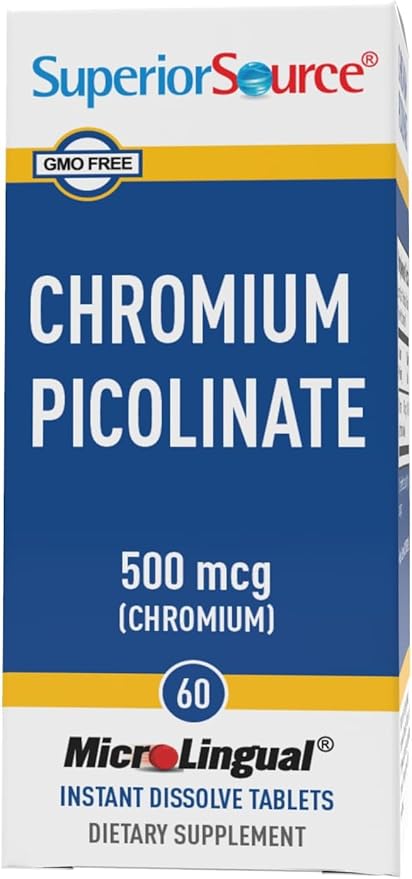 Superior Source Chromium Picolinate - Supplement Formula Supports Healthy Sugar Metabolism - 500 mcg, 50 Instant Dissolve Tablets