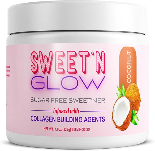 Project Ad Sweet' N Glow Zero Calorie Sugar Free Sweet'Ner with Collagen Building Agents (30 Servings, Coconut)