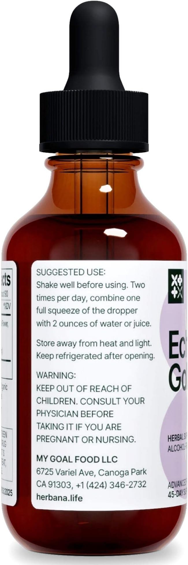 Echinacea and Goldenseal 2 fl oz Liquid Extract - Natural Herbal Supplement - Immune Support Drops - Enhance Sleep | Boost Energy - High Potency - 45-Day Supply