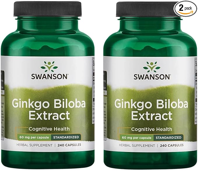 Swanson Ginkgo Biloba Extract 24% 60 Milligrams 240 Capsules (2 Pack)