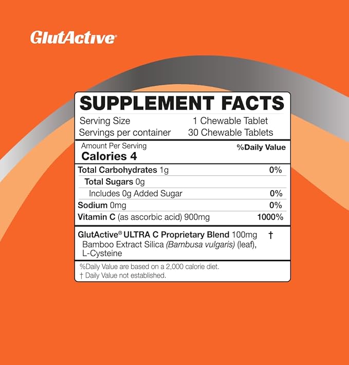 Ultra Vitamin C 1,000mg | Immune Support & Collagen Builder | High Absorption Ascorbic Acid with Cysteine & Bamboo Silica | Powerful Antioxidant | 60 Chewable Tablets (Pack of 1) (60)