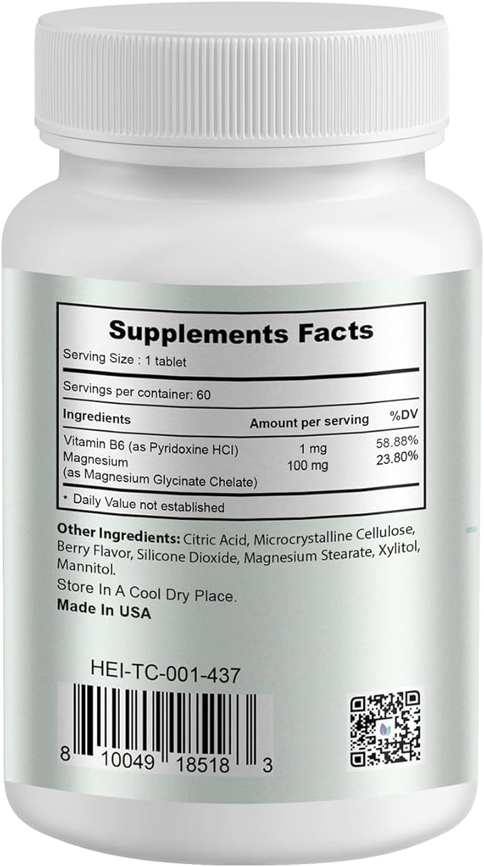 Kids Calming Supplement, Contains Magnesium Glycinate & Vitamin B6, Support Kids Calm & Relax, Calm Mind and Body, Berry Flavor for Kids Age 4+ (60 Servings)