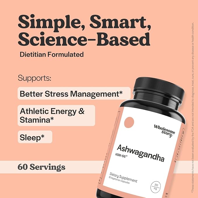 Vegan KSM 66 Ashwagandha Capsules| High Potency 5% Withanolides | Ashwagandha Root Extract Supplements | Ashwagandha 300mg | Stress Management & Well Being Support | 60 Ashwaganda Pills