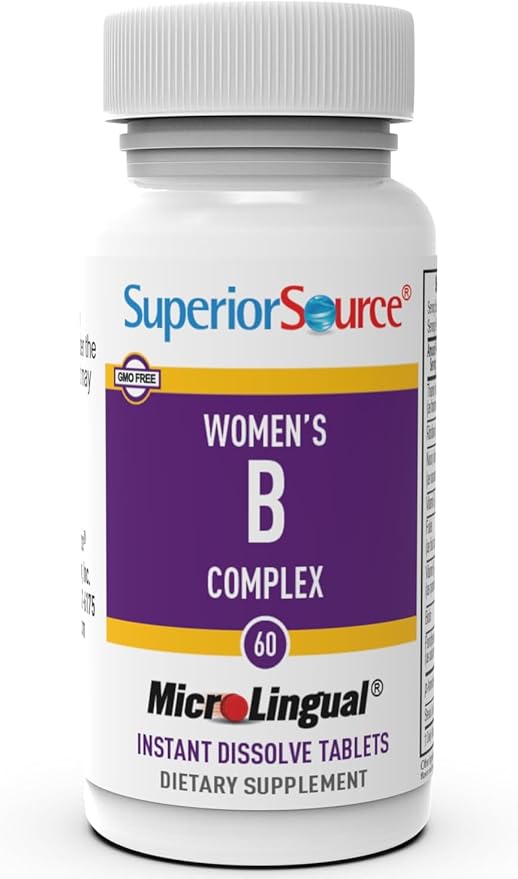 Superior Source Women?s B Complex - Energy Support Supplement for Women - Multivitamin with Vitamin B12, Vitamin B3 & More - B Vitamin Supplement Aids Heart Health - 60 Sublingual Dissolving Tablets